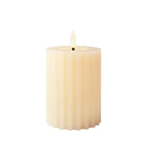 LED Kerze Lumineo Beige Ø 7,5 x 12,3 cm Mit Relief (AAA)