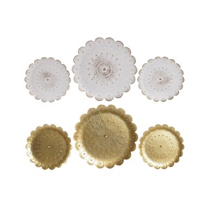 Deko-Figur DKD Home Decor (2 Stück) Gold Weiß Polypropylen Moderne Decapé (35 x 2 x 35 cm) (3 Stück)