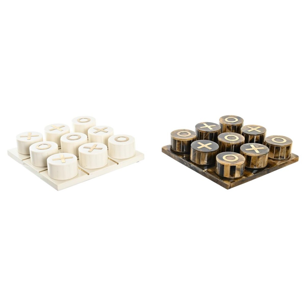 Deko-Figur DKD Home Decor Tischspiel 20,5 x 20,5 x 5 cm Weiß Bernstein Metallic Moderne