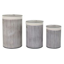 Lot de paniers DKD Home Decor Beige Gris Bambou 38 x 38 x 60 cm 3 Pièces