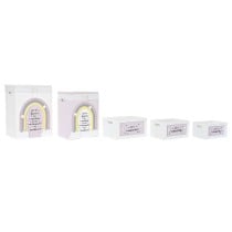 Lot de paniers DKD Home Decor Jaune Blanc Gris Rose Bois de paulownia Enfant 40 x 30 x 55 cm 5 Pièces (5 Unités)