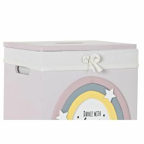 Lot de paniers DKD Home Decor Jaune Blanc Gris Rose Bois de paulownia Enfant 40 x 30 x 55 cm 5 Pièces (5 Unités)