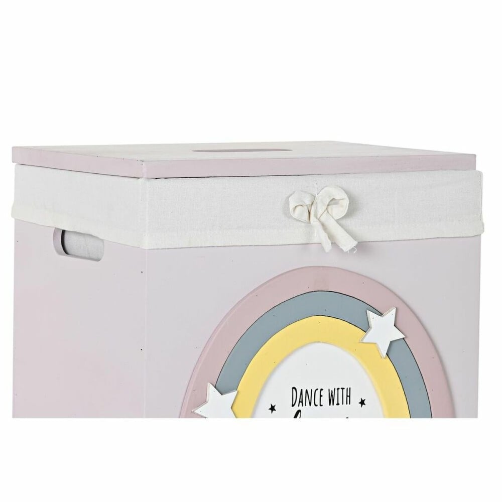 Lot de paniers DKD Home Decor Jaune Blanc Gris Rose Bois de paulownia Enfant 40 x 30 x 55 cm 5 Pièces (5 Unités)
