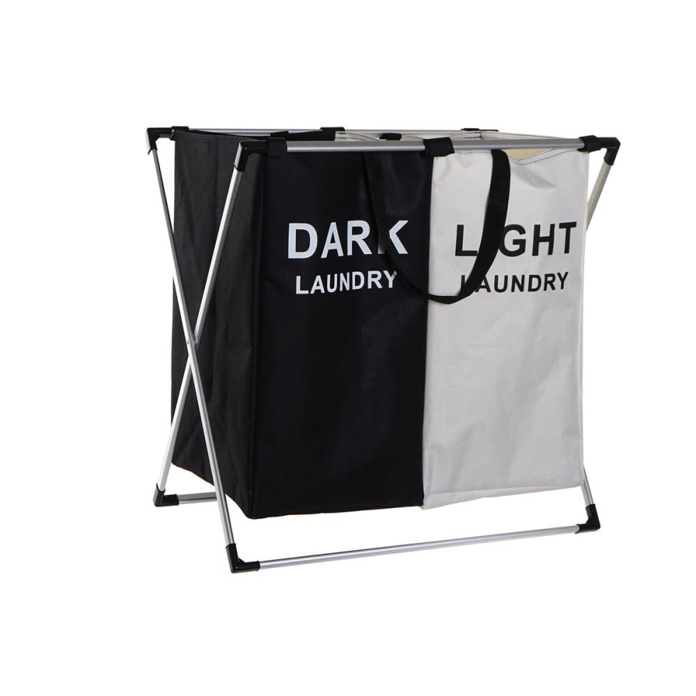 Panier à linge DKD Home Decor Pliable Double Métal Polyester (63 x 37 x 61 cm)