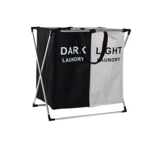 Panier à linge DKD Home Decor Pliable Double Métal Polyester (63 x 37 x 61 cm)