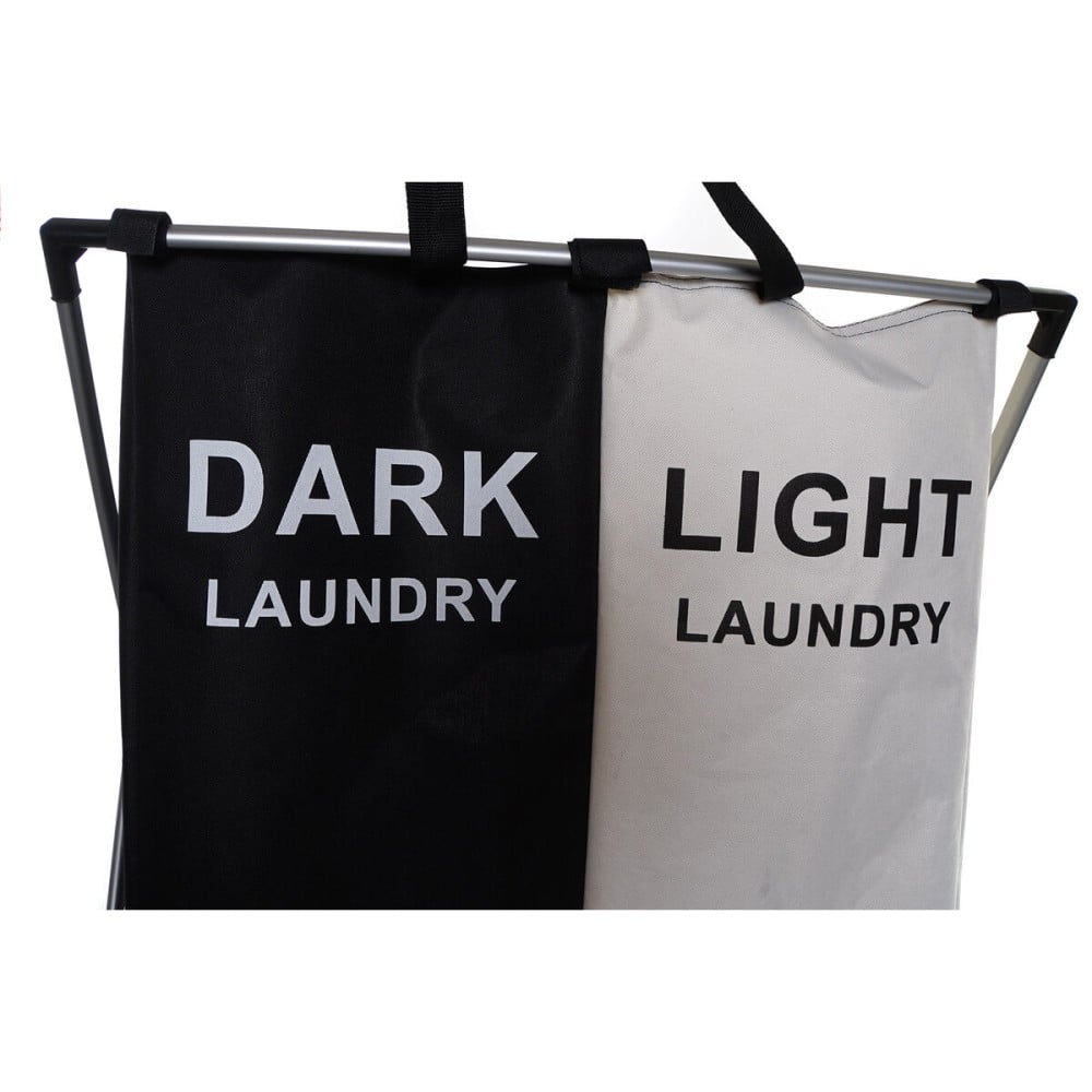 Panier à linge DKD Home Decor Pliable Double Métal Polyester (63 x 37 x 61 cm)