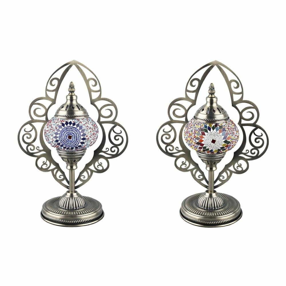 Tischlampe DKD Home Decor Kristall Mosaik Metall Bunt Araber (20 x 15 x 42 cm) (2 Stück)