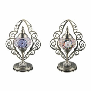 Tischlampe DKD Home Decor Kristall Mosaik Metall Bunt Araber (20 x 15 x 42 cm) (2 Stück)