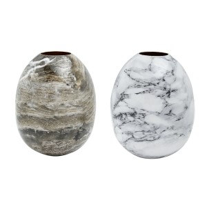 Vase DKD Home Decor Metall Braun Weiß Marmor Moderne (13 x 13 x 16 cm) (2 Stück)