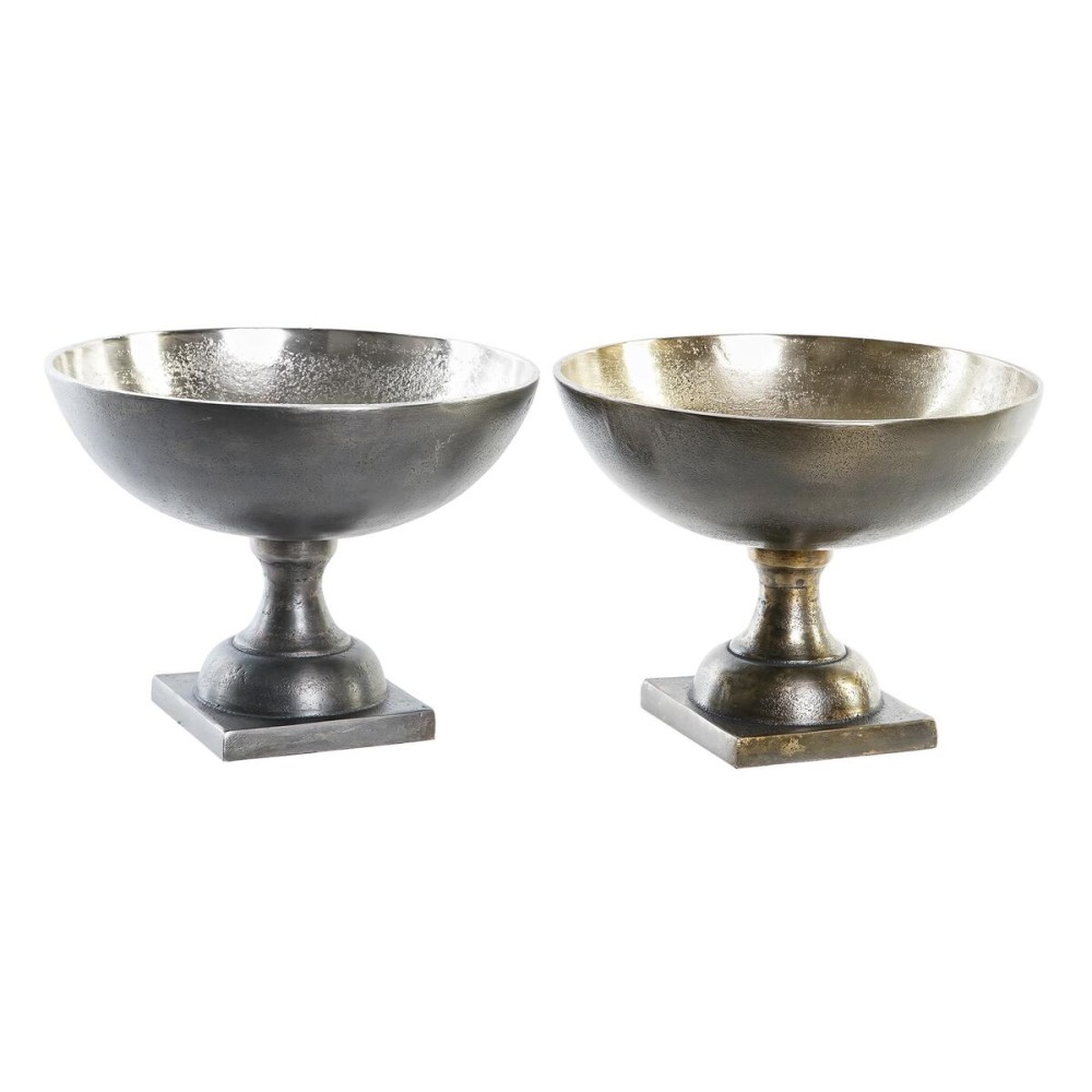 Tischdekoration DKD Home Decor Gold Silberfarben Aluminium 25 x 25 x 19 cm (2 Stück)