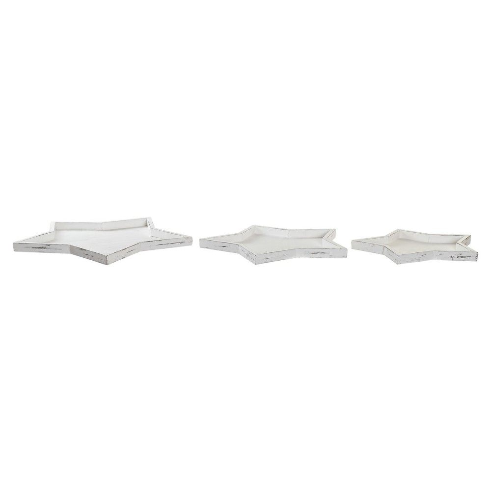 Centerpiece DKD Home Decor White Wood 57 x 54 x 3 cm (3 Pieces)