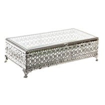 Box-Schmuckkästchen DKD Home Decor Kristall Silberfarben Metall (25,5 x 12,5 x 7,5 cm)