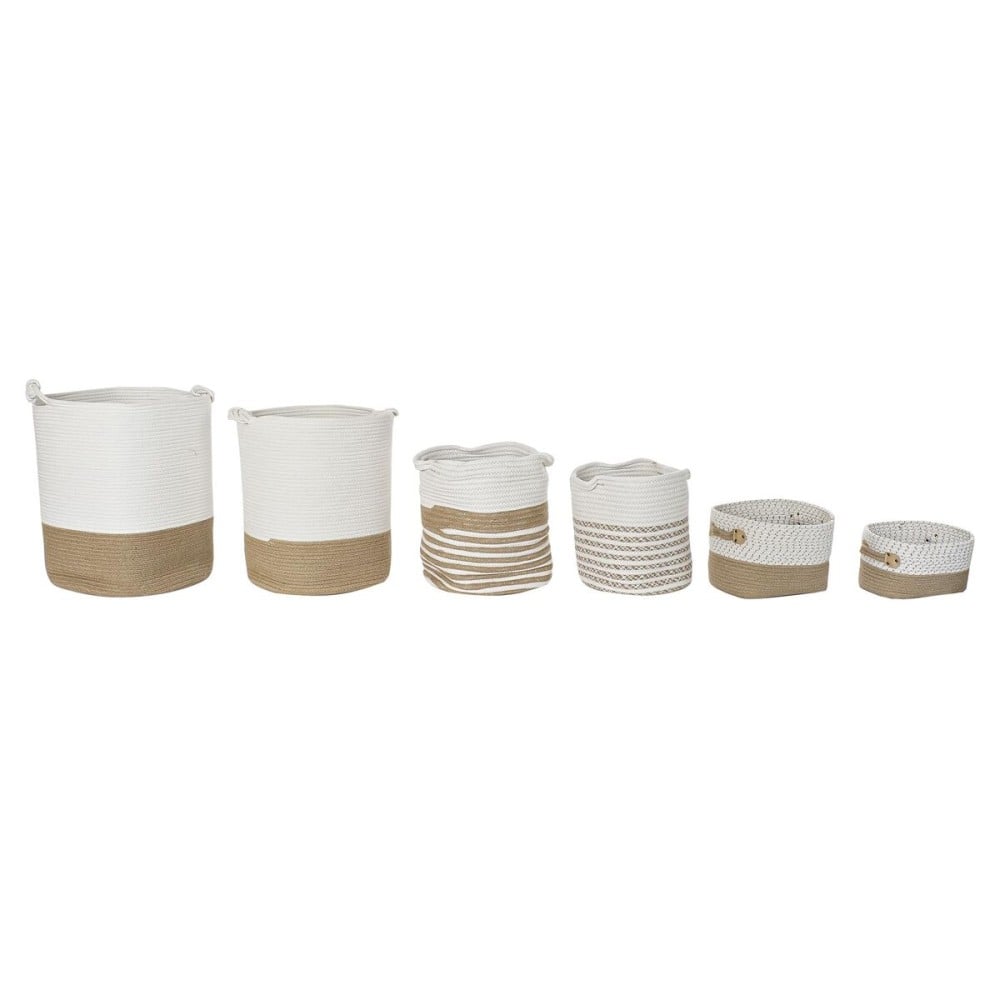 Set de basket DKD Home Decor Blanc Marron Jute 45 x 45 x 54 cm
