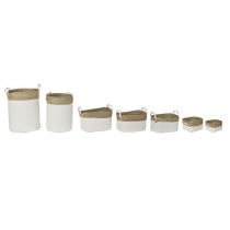 Basket set DKD Home Decor White Brown Natural Fibre 41 x 41 x 52,5 cm