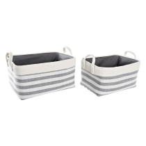Korb-Set DKD Home Decor Streifen 40 x 30 x 23 cm Grau