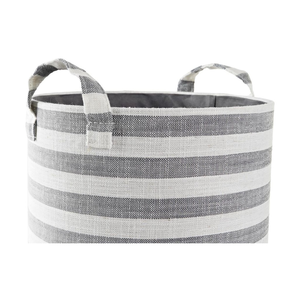 Basket set DKD Home Decor White Grey Stripes 35 x 35 x 40 cm 3 Pieces (3 Units)