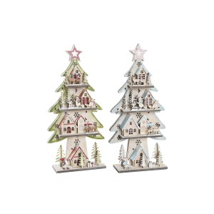Weihnachtsbaum DKD Home Decor Rot Baum Blau Rosa Holz grün (23 x 9 x 47 cm) (2 Stück)