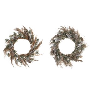 Couronne de Noël DKD Home Decor Fleur (60 x 10 x 60 cm) (2 Unités)