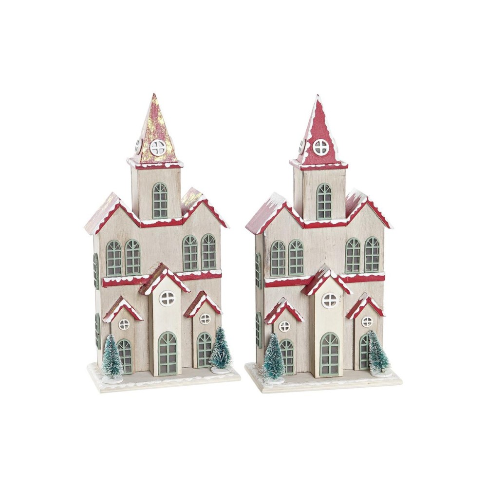 Weihnachtsschmuck DKD Home Decor Haus MDF (13 x 8 x 28 cm) (2 Stück)