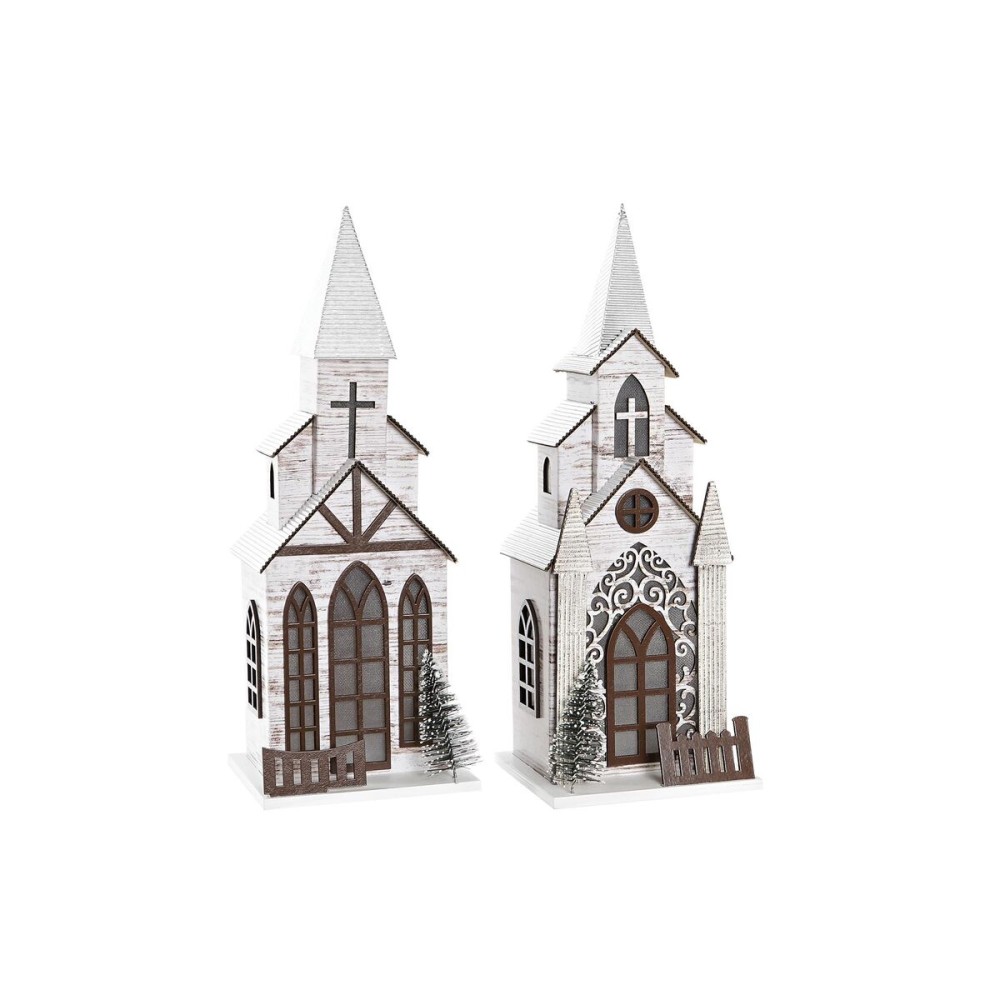 Weihnachtsschmuck DKD Home Decor Kirche MDF (12,5 x 11 x 33 cm) (2 Stück)