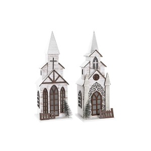 Weihnachtsschmuck DKD Home Decor Kirche MDF (12,5 x 11 x 33 cm) (2 Stück)