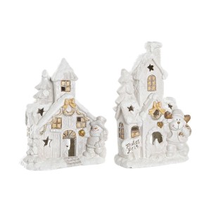 Weihnachtsschmuck DKD Home Decor Haus Verschneit Magnesium (38 x 21 x 45 cm) (2 Stück)