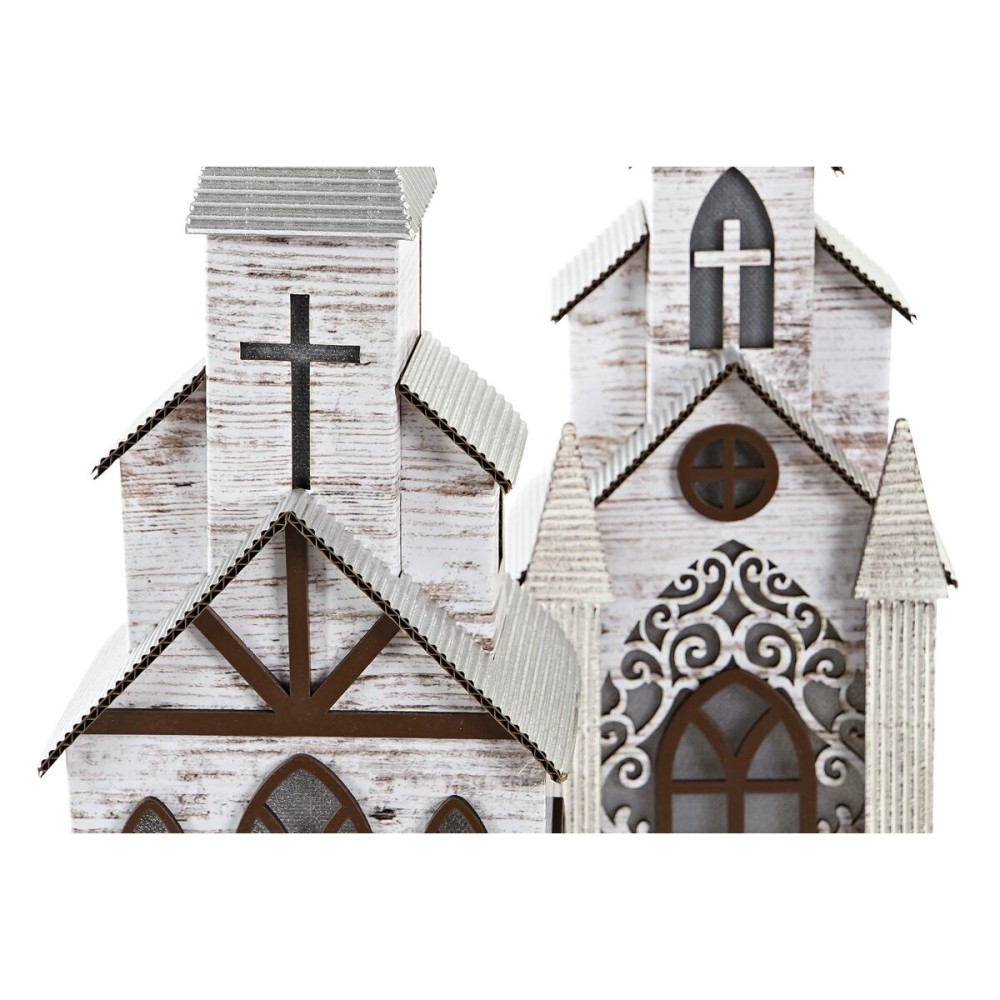 Weihnachtsschmuck DKD Home Decor Kirche MDF (12,5 x 11 x 33 cm) (2 Stück)