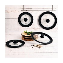 Pan lid Quid Ebano Black Glass Ø 28 cm