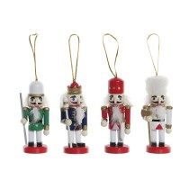 Weihnachtsschmuck DKD Home Decor Holz Nussknacker (3 x 3 x 10 cm) (4 Stück)