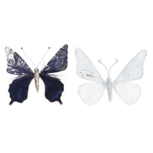 Weihnachtsschmuck DKD Home Decor Polyester Schmetterling (2 Stück) (23 x 3 x 19 cm)