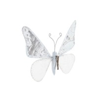 Décorations de Noël DKD Home Decor Polyester Papillon (2 Unités) (23 x 3 x 19 cm)