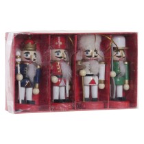 Weihnachtsschmuck DKD Home Decor Holz Nussknacker (3 x 3 x 10 cm) (4 Stück)