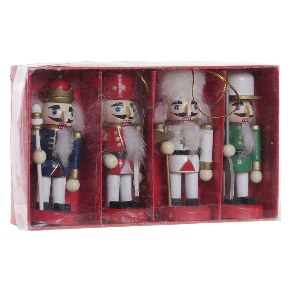 Décorations de Noël DKD Home Decor Bois Casse-Noisette (3 x 3 x 10 cm) (4 Unités)