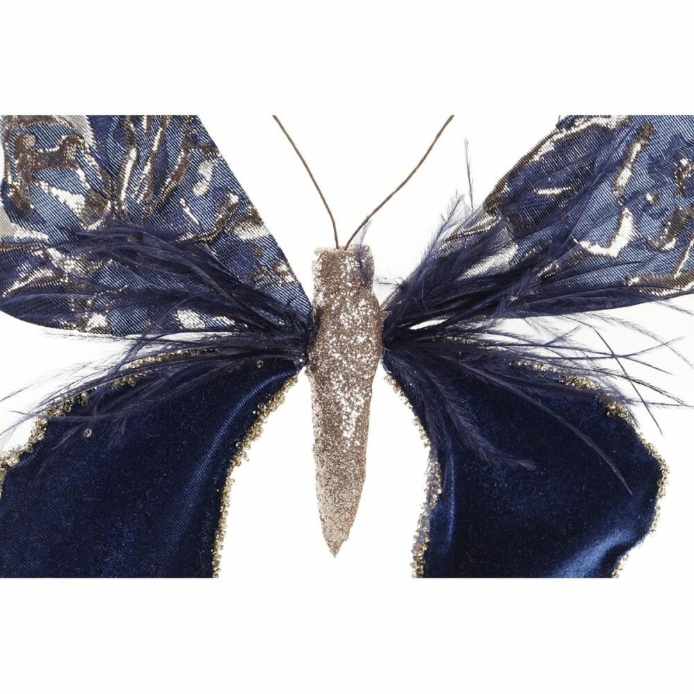 Décorations de Noël DKD Home Decor Polyester Papillon (2 Unités) (23 x 3 x 19 cm)