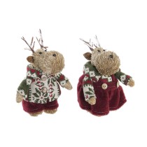 Weihnachtsschmuck DKD Home Decor Polyester Rentier (9 x 12 x 15 cm) (2 Stück)