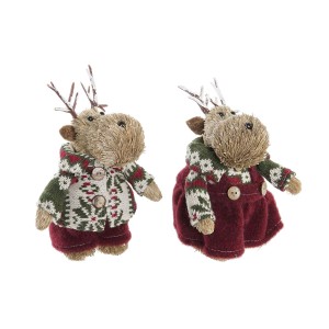 Weihnachtsschmuck DKD Home Decor Polyester Rentier (9 x 12 x 15 cm) (2 Stück)