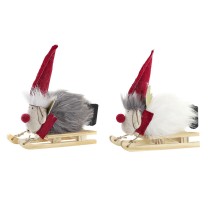 Weihnachtsschmuck DKD Home Decor Rot Grau Gold Weiß Rentier (15 x 5,5 x 16,5 cm) (2 Stück)