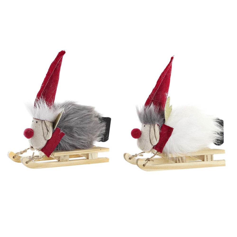Weihnachtsschmuck DKD Home Decor Rot Grau Gold Weiß Rentier (15 x 5,5 x 16,5 cm) (2 Stück)