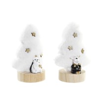 Weihnachtsschmuck DKD Home Decor natürlich Schwarz Baum Gold Weiß Harz Holz MDF (12 x 8 x 15,5 cm) (2 Stück)