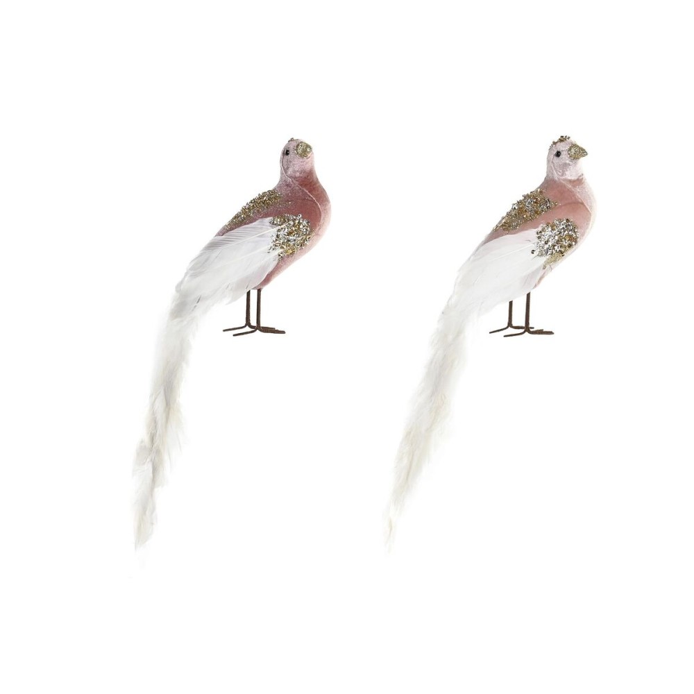 Décorations de Noël DKD Home Decor Polyester Oiseau (20 x 9 x 46 cm) (2 Unités)