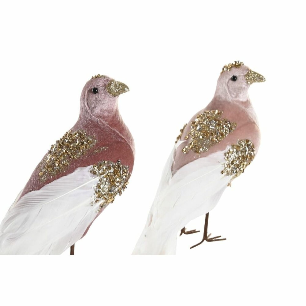 Décorations de Noël DKD Home Decor Polyester Oiseau (20 x 9 x 46 cm) (2 Unités)