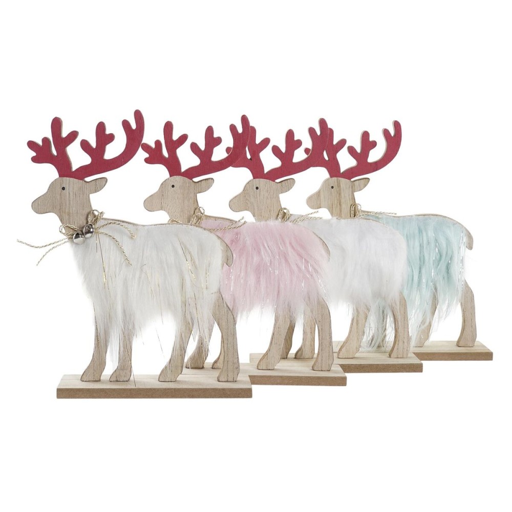 Weihnachtsschmuck DKD Home Decor Polyester MDF Rentier (23 x 5 x 16 cm) (4 Stück)