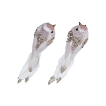 Weihnachtsschmuck DKD Home Decor Polyester Fugl (22 x 7 x 8 cm) (2 Stück)