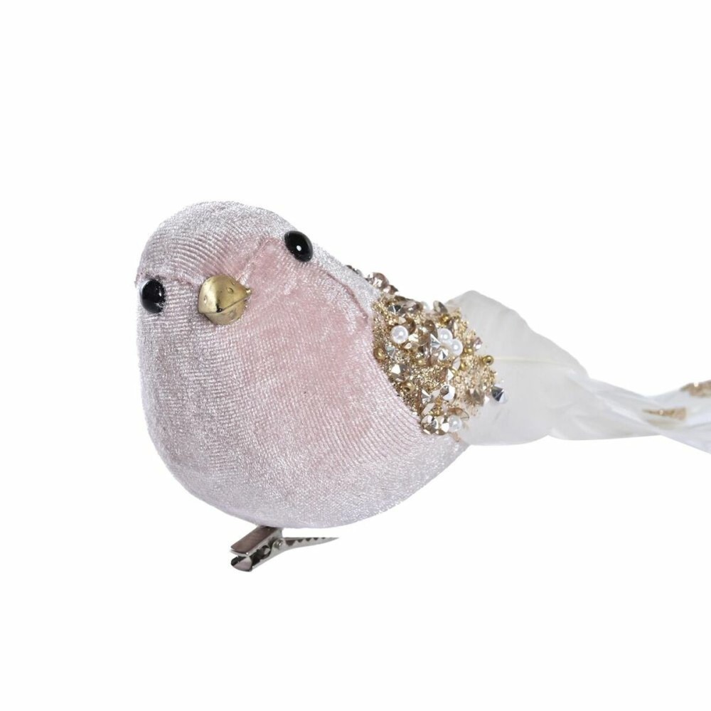 Décorations de Noël DKD Home Decor Polyester Oiseau (22 x 7 x 8 cm) (2 Unités)