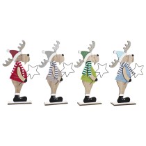 Weihnachtsschmuck DKD Home Decor Holz Polyester Rentier (5 x 22 x 41 cm) (4 Stück)