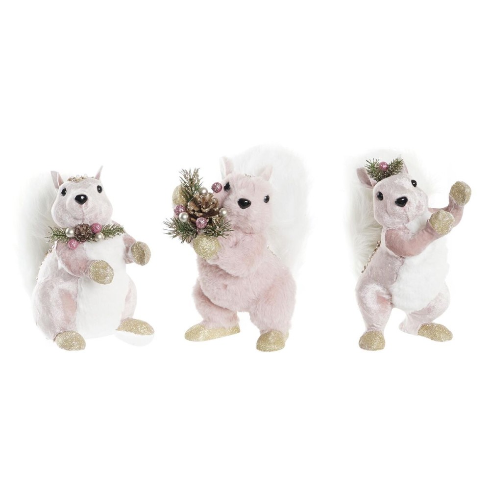 Weihnachtsschmuck DKD Home Decor Polyester Eichhörnchen (13 x 16 x 21 cm) (3) (3 Stück)