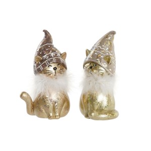 Weihnachtsschmuck DKD Home Decor Gold Weiß Harz Wagenheber (9 x 6 x 15 cm) (2 Stück)