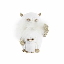 Weihnachtsschmuck DKD Home Decor Eule Gold Weiß Harz (7,5 x 7 x 10 cm) (2 Stück)