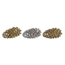 Weihnachtsschmuck DKD Home Decor Silberfarben Gold Ananas Harz (13 x 7,5 x 7,5 cm) (3 Stück)