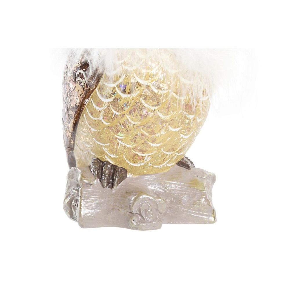 Weihnachtsschmuck DKD Home Decor Eule Gold Weiß Harz (7,5 x 7,5 x 14 cm) (2 Stück)